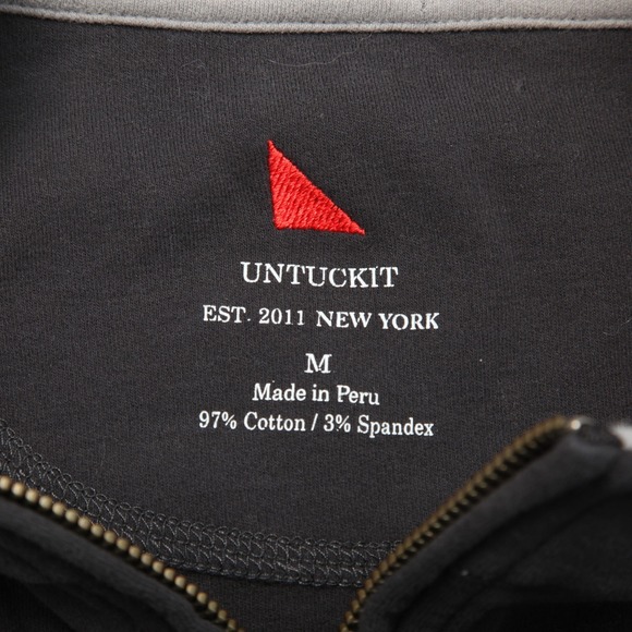 Untuckit Quarter Zip Pullover Mens Medium Black Santangelo Long Sleeve Sweater - Picture 4 of 11